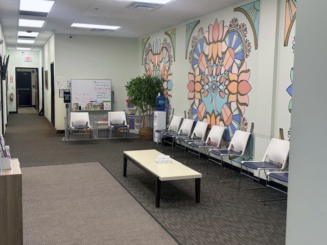 Interior photo of Mathers Recovery waiting room.